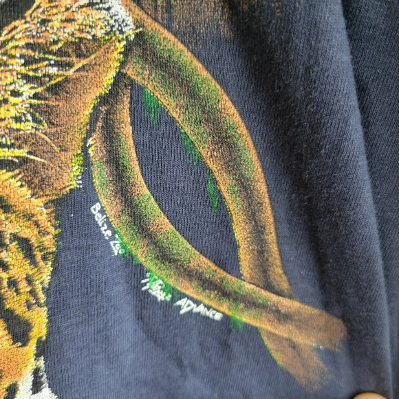 Vintage Advance Tees Single Stitch T-Shirt Size XL Blue Belize Zoo Cheetah Tiger - Picture 5 of 8